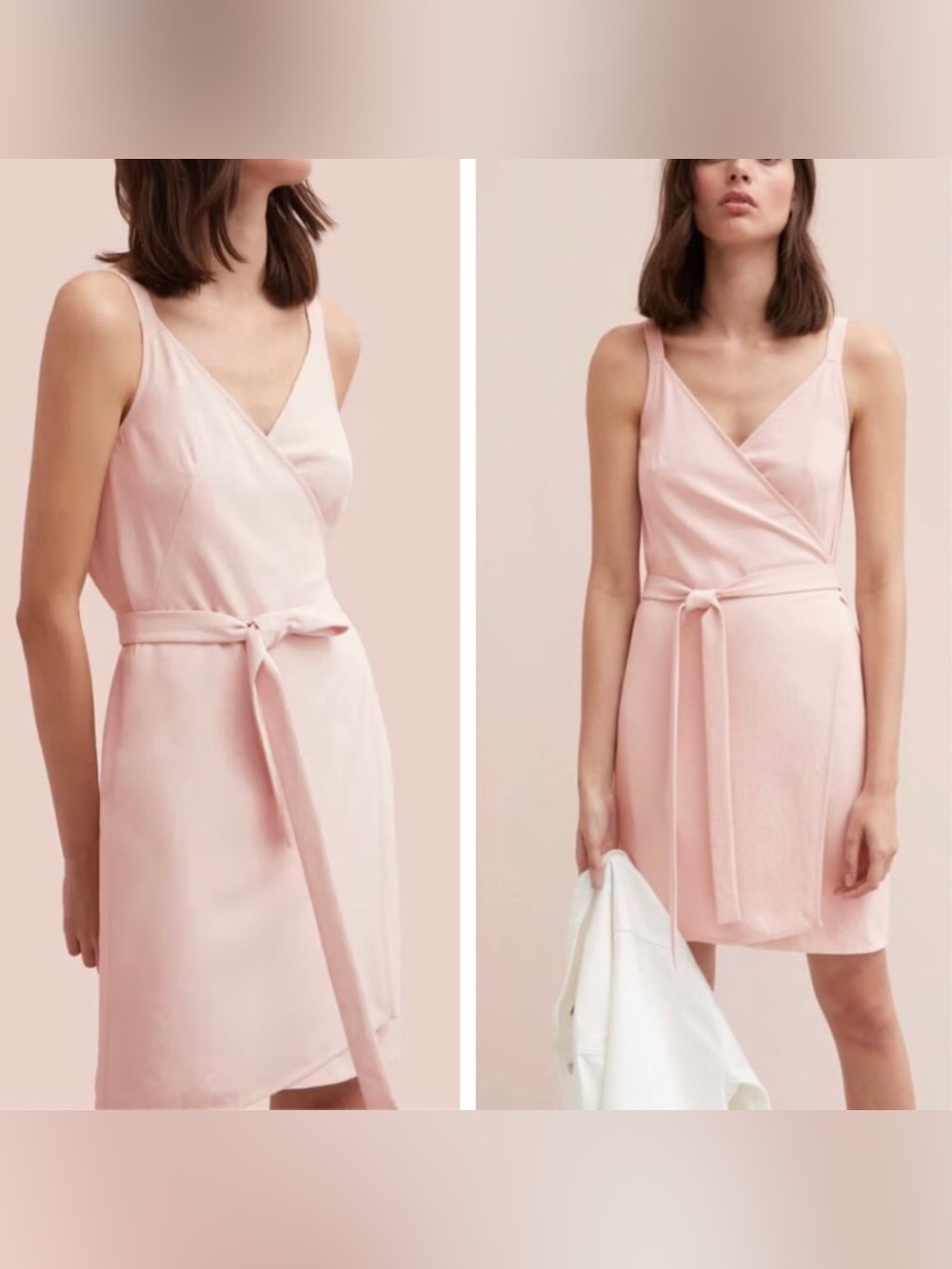 Everlane Japanese GoWeave Sleeveless Wrap Mini Dress Dusty Blush Pink Women’s 4